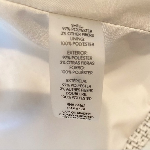 Calvin Klein Open Front Collarless Cropped Blazer Cream/Black Size 10 - Picture 8 of 10